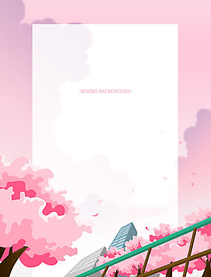 PSD 구름 분홍색 백그라운드 일러스트 프레임 빌딩 사람없음 건물 봄풍경 벚꽃 프레임일러스트 봄배경 국내일러스트 자연요소 건축물 꽃 컬러 풍경 봄 파일형식
