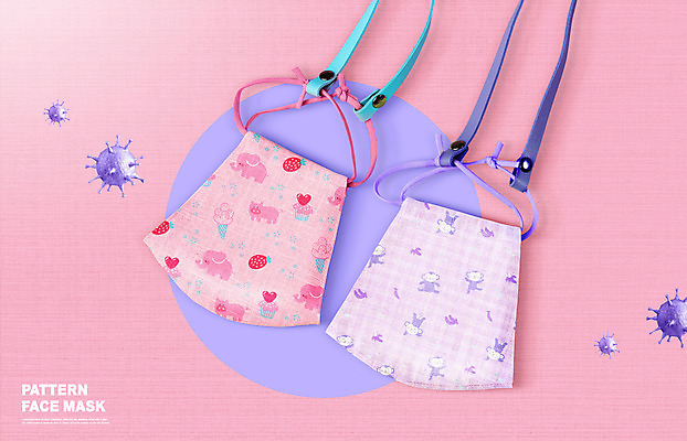 PSD 편집이미지 분홍색 패턴 딸기 코끼리 마스크 사람없음 하트 원숭이 바이러스 돼지모양 스트랩 코로나바이러스 포스트코로나 위드코로나 이미지편집 모양 컬러 무늬 과일 포유류 사회이슈 파일형식