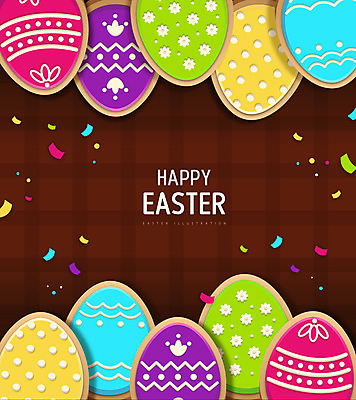 기독교 일러스트 부활절 프레임 타이포그라피 사람없음 갈색 쿠키 부활절계란 꽃가루 프레임일러스트 국내일러스트 AI파일 문자 기념일 종교 컬러 디저트 계란 가루 파일형식 벡터