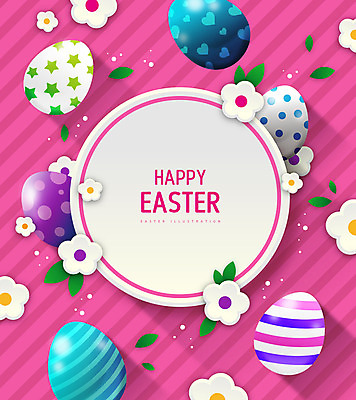 꽃 기독교 일러스트 나뭇잎 부활절 프레임 타이포그라피 사람없음 부활절계란 진분홍색 프레임일러스트 국내일러스트 AI파일 식물 문자 기념일 종교 분홍색 잎 계란 파일형식 벡터