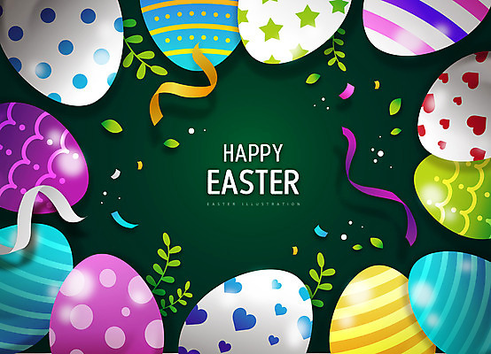 리본 기독교 일러스트 나뭇잎 부활절 프레임 타이포그라피 사람없음 초록색 부활절계란 프레임일러스트 국내일러스트 AI파일 문자 기념일 종교 컬러 잎 계란 파일형식 벡터