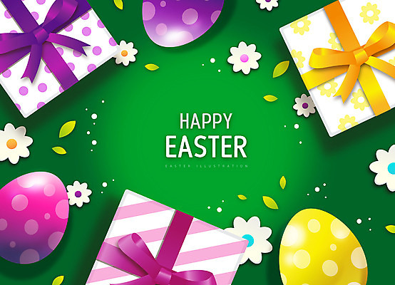 꽃잎 꽃 기독교 일러스트 부활절 프레임 타이포그라피 사람없음 초록색 선물상자 부활절계란 프레임일러스트 국내일러스트 AI파일 식물 문자 기념일 종교 컬러 선물 상자 계란 파일형식 벡터