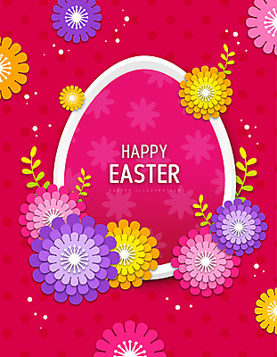 꽃 기독교 일러스트 나뭇잎 부활절 프레임 타이포그라피 사람없음 빨간색 부활절계란 프레임일러스트 국내일러스트 AI파일 식물 문자 기념일 종교 컬러 잎 계란 파일형식 벡터