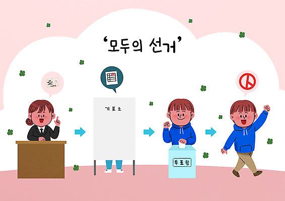 전신 PSD 여자 남자 일러스트 여러명 상반신 성인 손들기 걷기 투표 선거 투표용지 투표함 순서 공정선거 선거권 신분증 연분홍색 투표소 성인만 기표문양 유권자 대통령선거 국내일러스트 문양 분홍색 다수 모션 사람 민주주의 증명서 파일형식