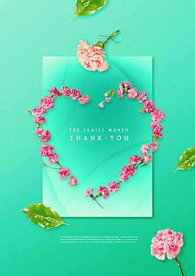 PSD 편집이미지 잎 사람없음 초록색 하트 5월 카네이션 감사 가정의달 이미지편집 카드프레임 모양 식물 꽃 감정 컬러 프레임 날짜 파일형식