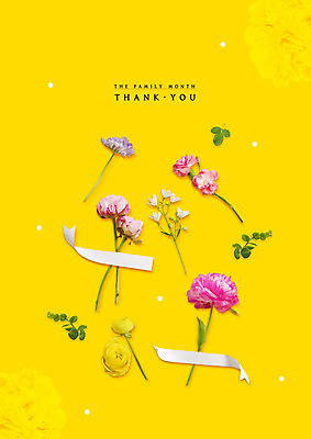 PSD 편집이미지 꽃 리본 잎 사람없음 노란색 5월 감사 가정의달 작약 카탈리나 이미지편집 식물 감정 컬러 날짜 파일형식