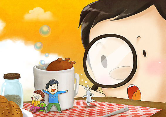 전신 PSD 동물 구름 접시 여자 남자 어린이라이프 어린이 빵 일러스트 곰 상상 식탁 돋보기 유리병 잔 개구리 소녀 소년 성인 세명 노란색 놀람 꿈 토끼 아빠 비눗방울 즐거움 어린이세상 어린이상상 거인 소인 숨바꼭질 동심 국내일러스트 자연요소 라이프스타일 식기 감정 음식 컬러 포유류 가족 탁자 병_용기 표정 양서류 사람 반려동물 파일형식