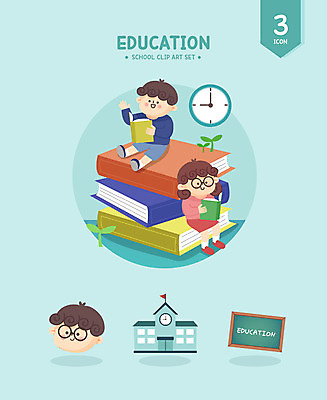 여자 어린이교육 남자 얼굴 어린이 시계 일러스트 학교 교육캐릭터 들기 앉기 소녀 소년 책 세명 칠판 어린이만 일러캐릭터 AI파일 캐릭터 교육 모션 사람 신체부위 파일형식 벡터