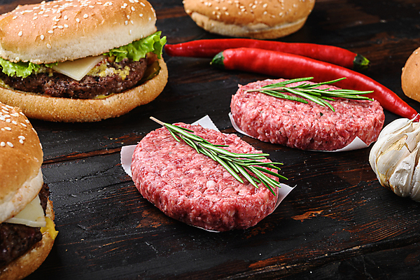 포토 JPG 해외이미지 패스트푸드 육류 사람없음 햄버거 홍고추 패티 로즈메리 해외202105 해외포토 식재료 고추 인스턴트 허브 파일형식