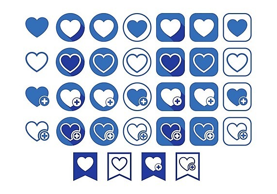 EPS 해외이미지 일러스트 사람없음 픽토그램 하트 원형 심플 북마크 해외202105 해외일러스트 모양 도형 파일형식 벡터