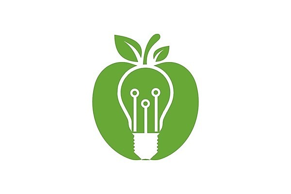 EPS 해외이미지 템플릿 일러스트 전구 사람없음 사과 심볼 혁명 해외202105 해외일러스트 컨셉 과일 파일형식 벡터