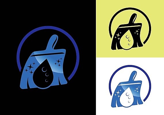 EPS 해외이미지 일러스트 비즈니스 사람없음 물방울 원형 빗자루 청소 심볼 해외202105 해외일러스트 도형 청소도구 파일형식 벡터