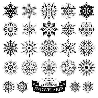 EPS 해외이미지 디자인 리본 일러스트 눈꽃 종류 사람없음 다양 눈 눈송이 눈꽃무늬 엘리먼트 해외202004 해외202105 해외일러스트 자연요소 다수 무늬 날씨 눈_날씨 파일형식 벡터