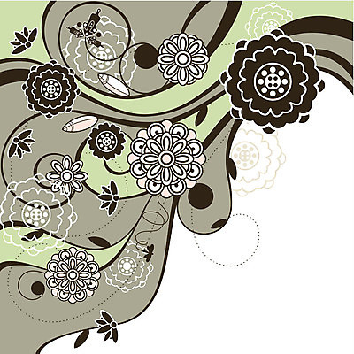 EPS 해외이미지 한마리 꽃 점선 백그라운드 잎 꽃무늬 일러스트 사람없음 연두색 회색 잠자리 해외202004 해외202105 해외일러스트 식물 1 선 컬러 곤충 무늬 초록색 파일형식 벡터