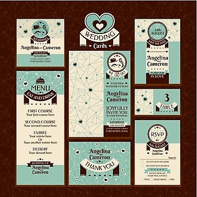 EPS 해외이미지 디자인 리본 결혼 일러스트 수염 프레임 사람없음 파란색 세트 사각형 하트 청첩장 해외202004 해외202105 해외일러스트 모양 도형 컬러 카드_감사 이벤트 파일형식 벡터