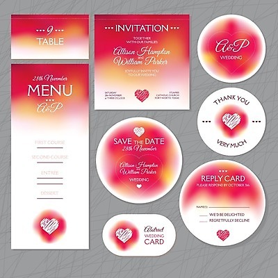 EPS 해외이미지 디자인 결혼 일러스트 프레임 사람없음 빨간색 세트 사각형 하트 원형 청첩장 해외202004 해외202105 해외일러스트 모양 도형 컬러 카드_감사 이벤트 파일형식 벡터