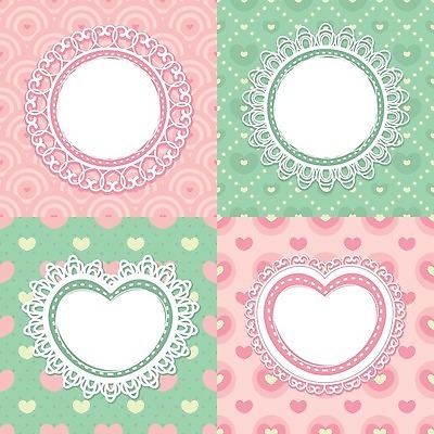 EPS 해외이미지 디자인 분홍색 패턴 일러스트 프레임 사람없음 연두색 세트 하트 원형 해외202004 해외202105 해외일러스트 모양 도형 컬러 무늬 초록색 파일형식 벡터