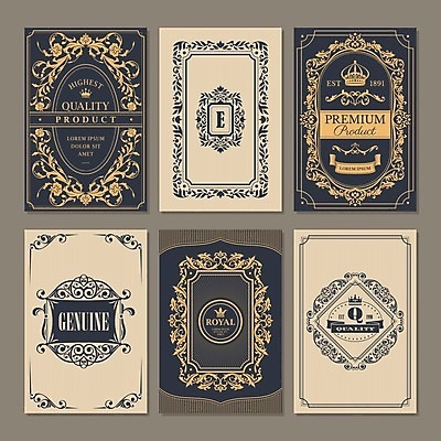 EPS 해외이미지 디자인 일러스트 프레임 사람없음 세트 빈티지 남색 복고 엔틱문양 로얄 베이지색 프리미엄 해외202004 해외202105 해외일러스트 문양 컬러 컨셉 파일형식 벡터