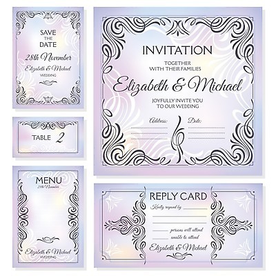 EPS 해외이미지 디자인 결혼 일러스트 프레임 사람없음 세트 사각형 보라색 빈티지 청첩장 복고 엔틱문양 해외202004 해외202105 해외일러스트 도형 문양 컬러 컨셉 카드_감사 이벤트 파일형식 벡터