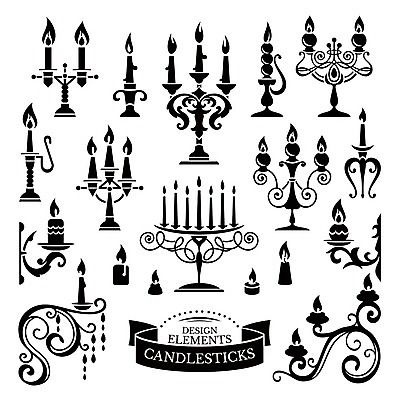 EPS 해외이미지 디자인 실루엣 리본 일러스트 초 촛불 사람없음 촛대 양초꽂이 엘리먼트 해외202004 해외202105 해외일러스트 촬영기법 꽂이 파일형식 벡터