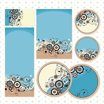 EPS 해외이미지 디자인 꽃 하늘색 결혼 잎 일러스트 프레임 사람없음 세트 갈색 사각형 원형 청첩장 해외202004 해외202105 해외일러스트 도형 식물 컬러 카드_감사 이벤트 파란색 파일형식 벡터