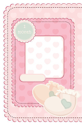 EPS 해외이미지 분홍색 일러스트 프레임 사람없음 귀여움 아기용품 하트 앨범 아기양말 해외202004 해외202105 해외일러스트 모양 컬러 컨셉 오브젝트 파일형식 벡터