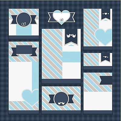 EPS 해외이미지 디자인 리본 하늘색 결혼 일러스트 프레임 사람없음 세트 사각형 하트 원형 청첩장 결혼반지 해외202004 해외202105 해외일러스트 모양 도형 카드_감사 이벤트 파란색 반지 파일형식 벡터