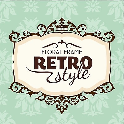 EPS 해외이미지 꽃 잎 일러스트 왕관 프레임 타이포그라피 사람없음 연두색 빈티지 복고 해외202004 해외202105 해외일러스트 식물 문자 컨셉 초록색 파일형식 벡터