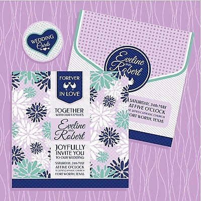 EPS 해외이미지 꽃 결혼 여러마리 일러스트 조류 글자캘리그라피 사람없음 보라색 하트 청첩장 복고 해외202004 해외202105 해외일러스트 모양 식물 동물 컬러 다수 캘리그라피 카드_감사 이벤트 파일형식 벡터