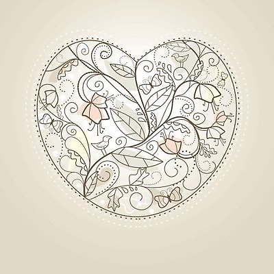 EPS 해외이미지 꽃 나비 백그라운드 잎 꽃무늬 여러마리 일러스트 조류 사람없음 하트 베이지색 해외202004 해외202105 해외일러스트 모양 식물 동물 컬러 다수 곤충 무늬 파일형식 벡터