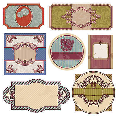 EPS 해외이미지 꽃 일러스트 왕관 사람없음 세트 사각형 빈티지 원형 심볼 복고 해외202004 해외202105 해외일러스트 도형 식물 컨셉 파일형식 벡터