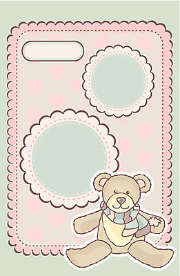 EPS 해외이미지 분홍색 일러스트 프레임 사람없음 귀여움 목도리 곰인형 아기용품 앨범 민트색 해외202004 해외202105 해외일러스트 잡화 인형 컬러 컨셉 오브젝트 파일형식 벡터