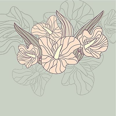 EPS 해외이미지 꽃 백그라운드 잎 꽃무늬 일러스트 사람없음 연두색 라인아트 해외202004 해외202105 해외일러스트 식물 선 무늬 초록색 파일형식 벡터