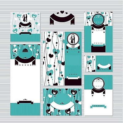 EPS 해외이미지 디자인 실루엣 리본 하늘색 결혼 일러스트 프레임 사람모양 사람없음 세트 사각형 하트 원형 청첩장 결혼반지 신랑신부 해외202004 해외202105 해외일러스트 모양 도형 신부_웨딩 신랑 카드_감사 촬영기법 이벤트 파란색 반지 파일형식 벡터