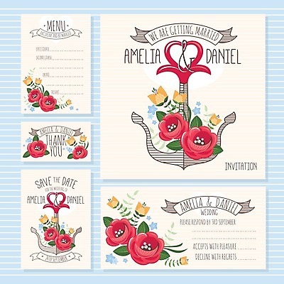 EPS 해외이미지 디자인 꽃 리본 결혼 잎 일러스트 프레임 사람없음 세트 사각형 하트 원형 청첩장 닻 베이지색 해외202004 해외202105 해외일러스트 모양 도형 식물 컬러 카드_감사 이벤트 파일형식 벡터