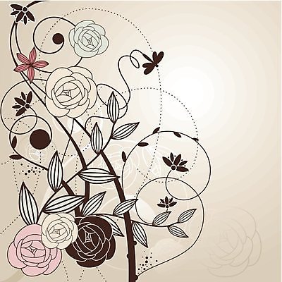 EPS 해외이미지 한마리 꽃 백그라운드 잎 꽃무늬 일러스트 사람없음 잠자리 덩굴 베이지색 해외202004 해외202105 해외일러스트 식물 1 컬러 곤충 무늬 파일형식 벡터