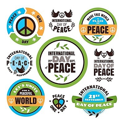 EPS 해외이미지 리본 잎 여러마리 일러스트 사람없음 세트 평화 원형 심볼 비둘기 피스마크 해외202004 해외202105 해외일러스트 도형 식물 기호 다수 컨셉 조류 파일형식 벡터