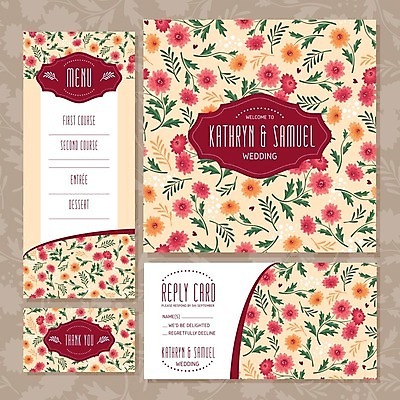 EPS 해외이미지 디자인 꽃 결혼 잎 일러스트 프레임 사람없음 세트 노란색 사각형 청첩장 해외202004 해외202105 해외일러스트 도형 식물 컬러 카드_감사 이벤트 파일형식 벡터