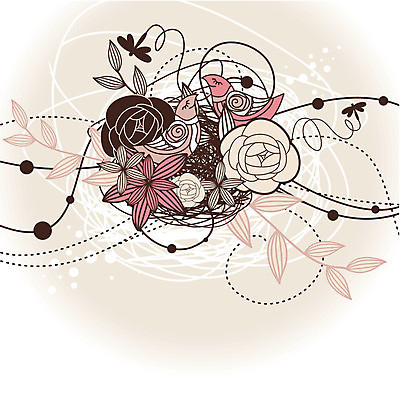 EPS 해외이미지 꽃 분홍색 백그라운드 잎 꽃무늬 여러마리 일러스트 조류 사람없음 둥지 잠자리 해외202004 해외202105 해외일러스트 식물 동물 컬러 다수 곤충 무늬 파일형식 벡터