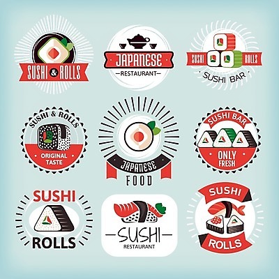EPS 해외이미지 리본 일러스트 사람없음 세트 초밥 원형 찻잔 찻주전자 심볼 롤스시 삼각김밥 새우초밥 일본음식 해외202004 해외202105 참치초밥 해외일러스트 도형 음식 주전자 잔 새우 김밥 파일형식 벡터