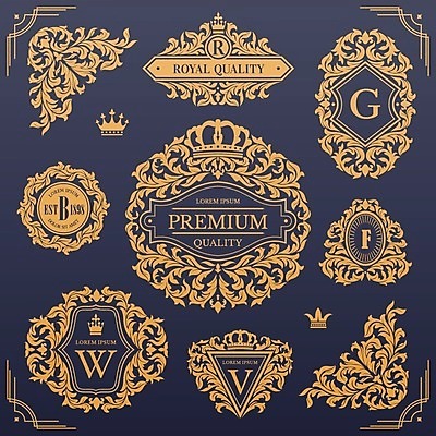 EPS 해외이미지 알파벳 일러스트 왕관 사람없음 세트 빈티지 심볼 복고 로얄 프리미엄 해외202004 해외202105 해외일러스트 영어 컨셉 파일형식 벡터