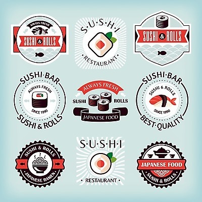EPS 해외이미지 리본 일러스트 사람없음 세트 초밥 원형 찻잔 찻주전자 심볼 군함말이초밥 롤스시 새우초밥 일본음식 해외202004 해외202105 해외일러스트 도형 음식 주전자 잔 새우 파일형식 벡터