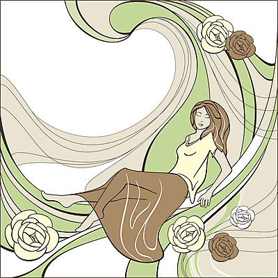 EPS 해외이미지 전신 여자 꽃 꽃무늬 일러스트 프레임 한명 앉기 성인 연두색 갈색 성인여자한명만 해외202004 해외202105 해외일러스트 식물 1 컬러 무늬 모션 사람 초록색 여자한명만 성인여자만 파일형식 벡터