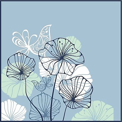 EPS 해외이미지 꽃 하늘색 백그라운드 두마리 꽃무늬 일러스트 조류 사람없음 해외202004 해외202105 해외일러스트 식물 동물 2 무늬 파란색 파일형식 벡터