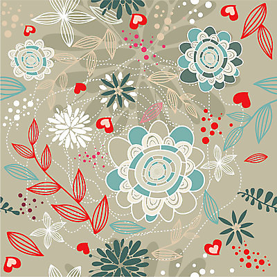 EPS 해외이미지 꽃 점선 백그라운드 잎 꽃무늬 일러스트 사람없음 하트 해외202004 해외202105 해외일러스트 모양 식물 선 무늬 파일형식 벡터