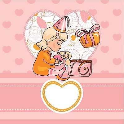 EPS 해외이미지 전신 여자 어린이 인형 분홍색 일러스트 한명 들기 앉기 선물상자 하트 오픈 생일축하 생일선물 소녀한명만 해외202004 해외202105 해외일러스트 모양 1 컬러 모션 선물 사람 상자 축하 생일 여자한명만 소녀만 파일형식 벡터