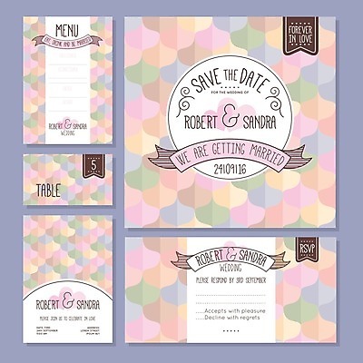 EPS 해외이미지 디자인 리본 분홍색 결혼 일러스트 프레임 사람없음 세트 사각형 원형 청첩장 해외202004 해외202105 해외일러스트 도형 컬러 카드_감사 이벤트 파일형식 벡터