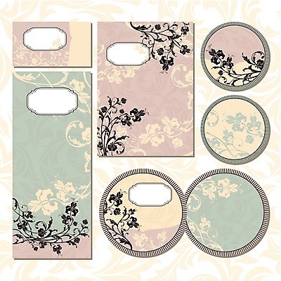 EPS 해외이미지 디자인 꽃 줄기 분홍색 결혼 잎 일러스트 프레임 사람없음 연두색 세트 사각형 원형 청첩장 해외202004 해외202105 해외일러스트 도형 식물 컬러 카드_감사 이벤트 초록색 파일형식 벡터