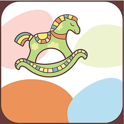 EPS 해외이미지 백그라운드 일러스트 사람없음 말_동물 흔들목마 해외202004 해외202105 해외일러스트 포유류 목마 파일형식 벡터