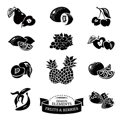 EPS 해외이미지 디자인 오렌지 일러스트 딸기 포도 바나나 키위 사람없음 체리 사과 레몬 파인애플 복숭아 엘리먼트 해외202004 해외202105 해외일러스트 과일 열대과일 파일형식 벡터